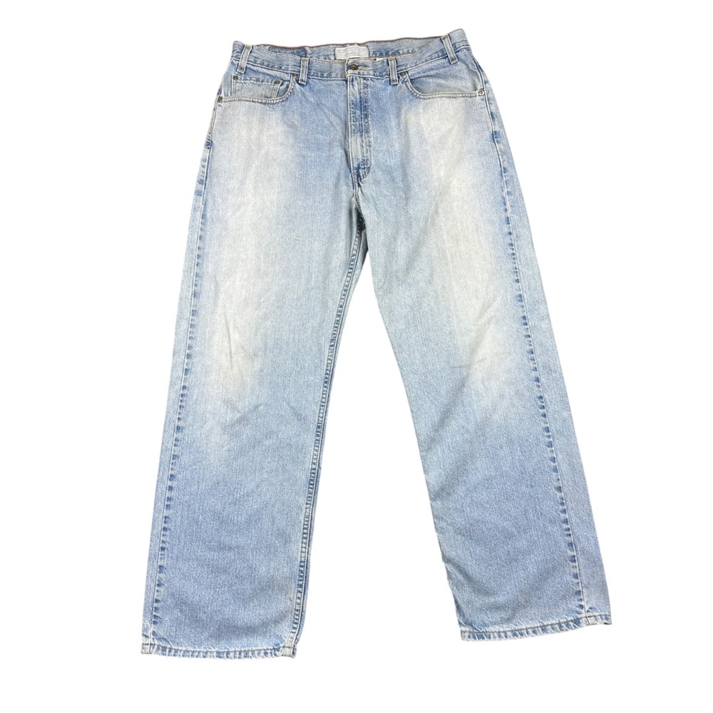 Levi Strauss Signature Loose Straight Jeans Light Wash Baggy Denim Mens 36x32